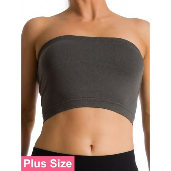 Women's Plus Size Tube Top Bra Seamless Strapless Bandeau Bra Plus Size XL 1X 2X 3X 4X (No Padding)