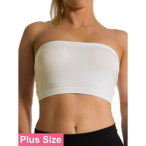 Women's Plus Size Tube Top Bra Seamless Strapless Bandeau Bra Plus Size XL 1X 2X 3X 4X (No Padding)