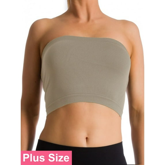 Women's Plus Size Tube Top Bra Seamless Strapless Bandeau Bra Plus Size XL 1X 2X 3X 4X (No Padding)