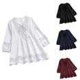 thumbnail image 1 of Women's Plus Size Tunic Lace Detail Pleated Design Long Sleeve Blouse, 1 of 6