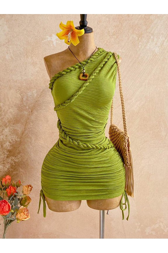 Women's Plus Size Twist Strap Boho Bodycon Mini Vacation Dress