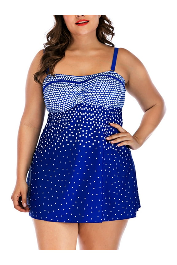 Women's Plus Size Two Piece Beach Swimwear Sexy Dot Swimming Suit Backless Tankini
