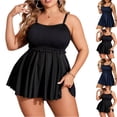 thumbnail image 1 of Women's Plus Size Two-Piece Bikini Set with Skirt Split Swimsuit, Flattering Swimwear for Beach, Pool, and Vacation, Ideal for Spring Break and Summer Fun Black L, 1 of 6
