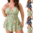 thumbnail image 1 of Women's Plus Size Two-Piece Bikini Set with Skirt Split Swimsuit, Flattering Swimwear for Beach, Pool, and Vacation, Ideal for Spring Break and Summer Fun Blue L, 1 of 8