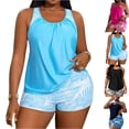 thumbnail image 1 of Women's Plus Size Two-Piece Bikini Set Split Swimsuit, Comfortable Swimwear for Beach, Pool, and Vacation, Ideal for Spring Break and Summer Activities Dark Blue 2XL, 1 of 6