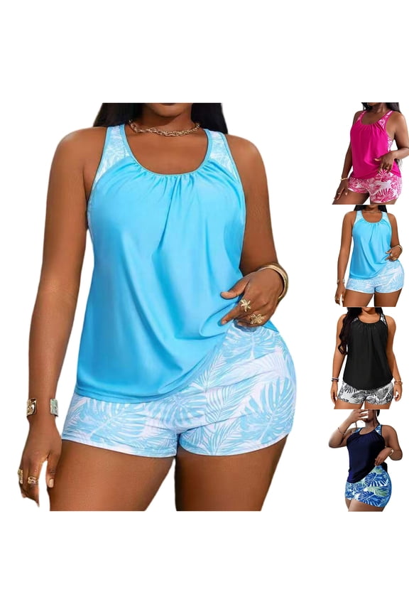 Women's Plus Size Two-Piece Bikini Set Split Swimsuit, Comfortable Swimwear for Beach, Pool, and Vacation, Ideal for Spring Break and Summer Activities Dark Blue 3XL