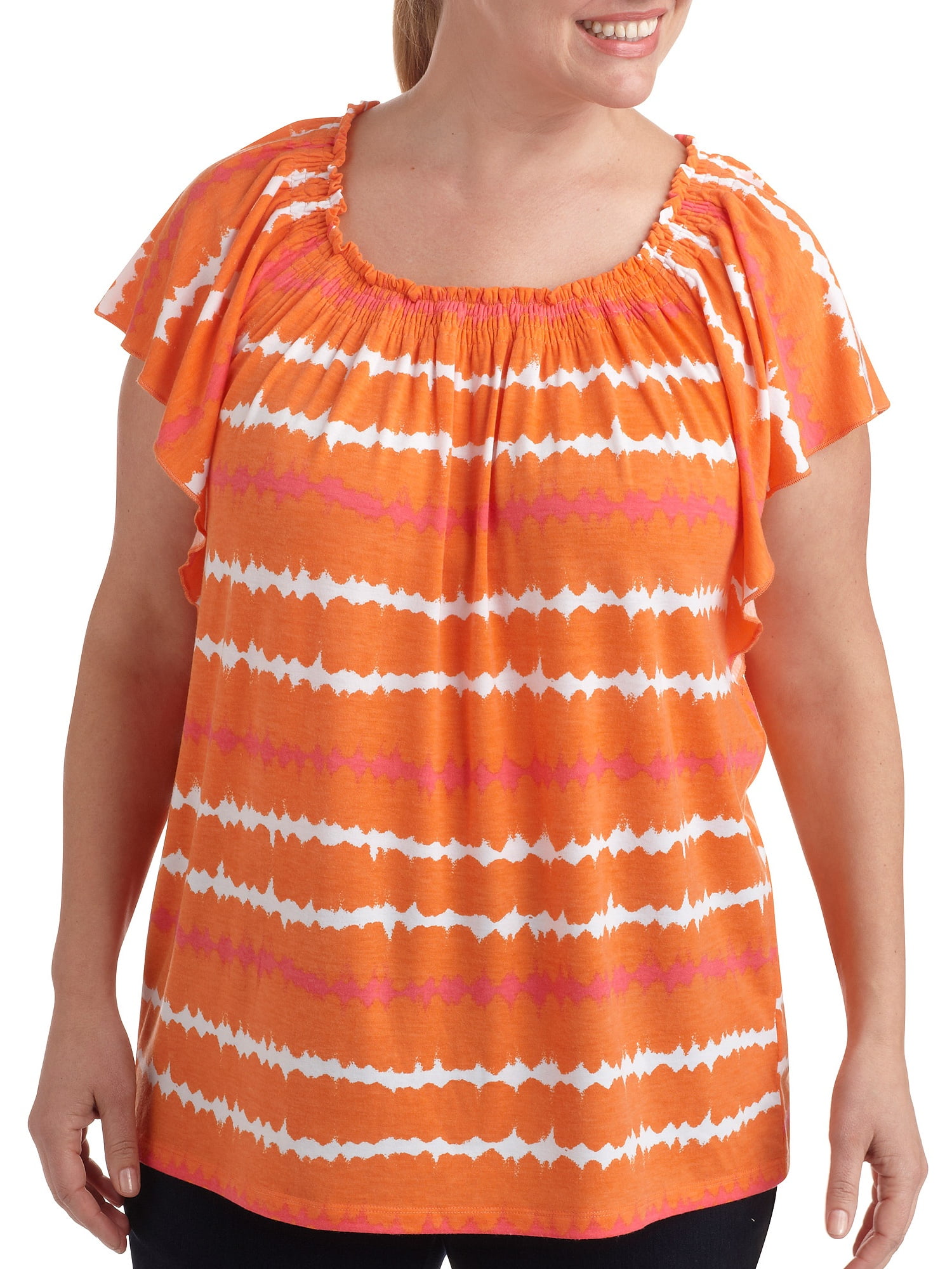 Women's PlusSize Tye Dye Flutter Sleeve Tee