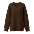 thumbnail image 1 of Women's Plus Size V-Neck Hoodless Sweatshirt - Long Sleeve with Pocket Pullover, Elegant Casual Athletic Top,Size:S, 1 of 3