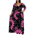 Women's Plus Size VNeck LowCut Fashion Dress Sexy Lower Split Leopard