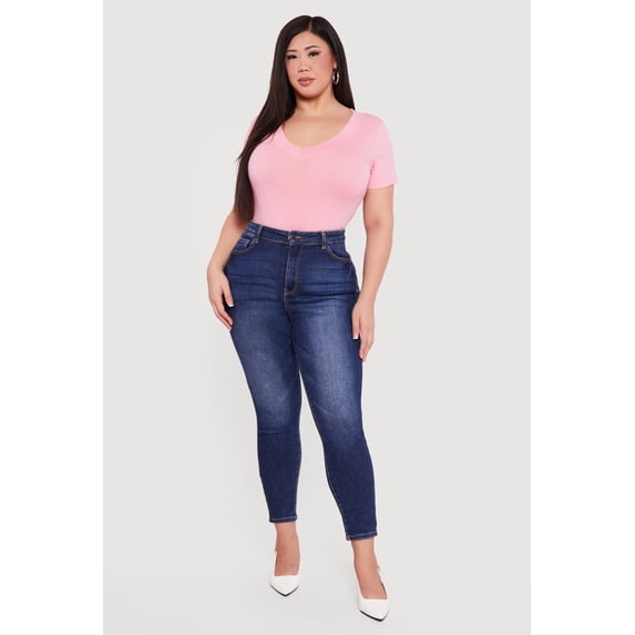 Women's Plus Size V Neck Short Sleeve Tee