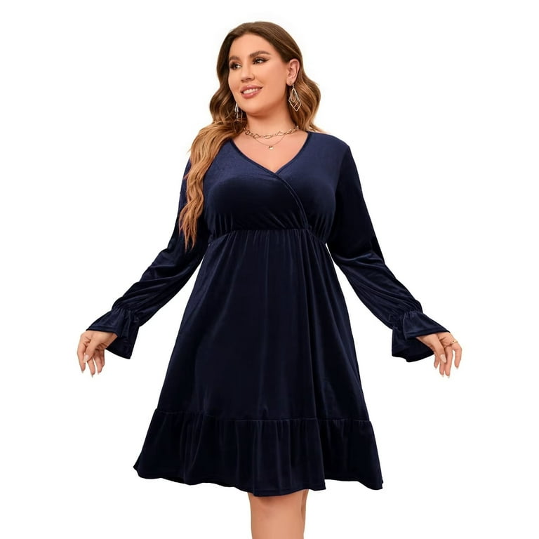 Navy swing dress plus size hotsell