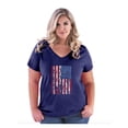 thumbnail image 1 of Women's Plus Size V-neck T-Shirt - American Flag 4th of July, 1 of 3