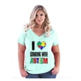 thumbnail image 1 of IWPF - Women's Plus Size V-neck T-Shirt - Autism Awareness, 1 of 4