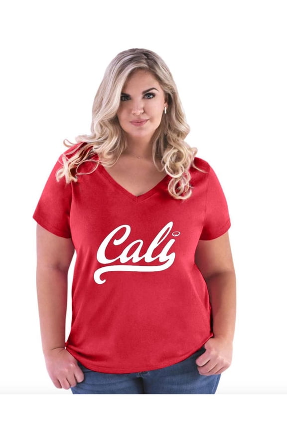 Women's Plus Size V-neck T-Shirt - California Cali