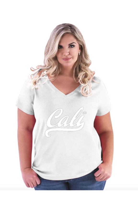 Women's Plus Size V-neck T-Shirt - California Cali
