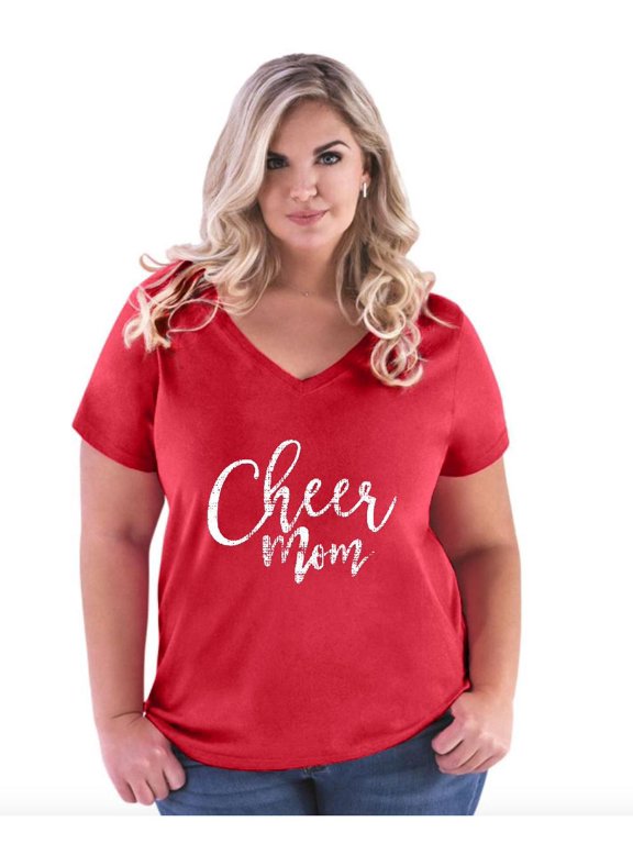 Women's Plus Size V-neck T-Shirt - Cheer Mom