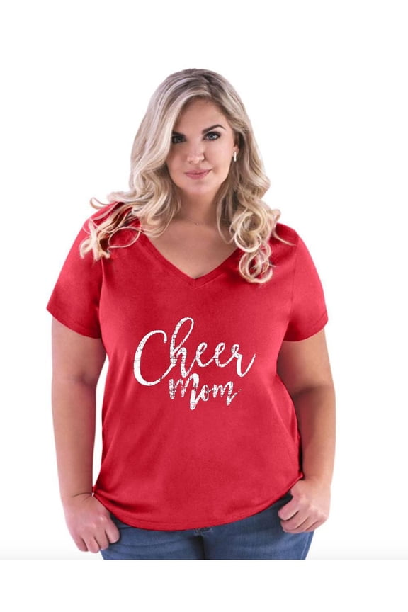 Women's Plus Size V-neck T-Shirt - Cheer Mom