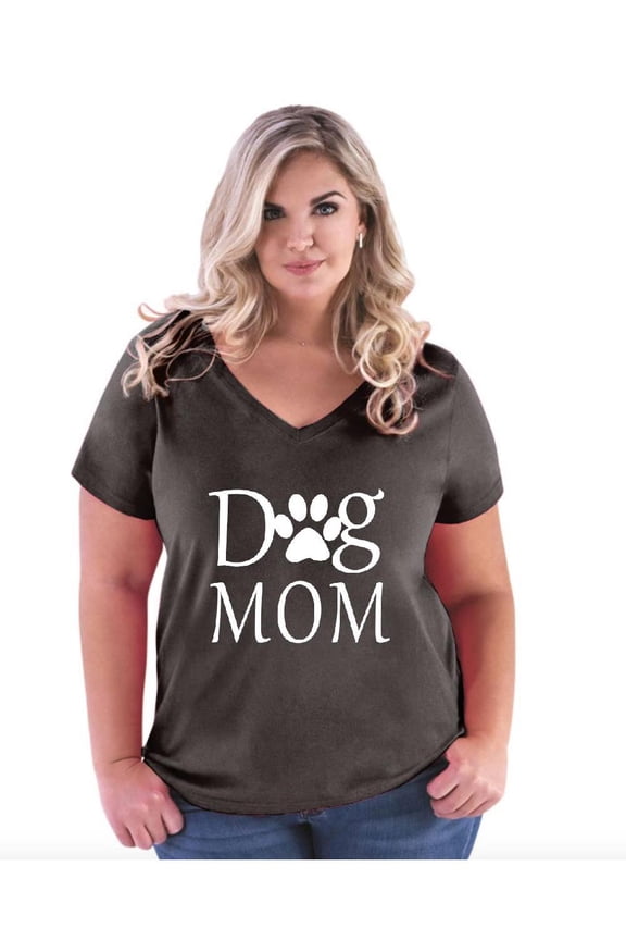 Women's Plus Size V-neck T-Shirt - Dog Mom
