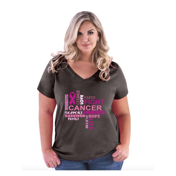 IWPF - Women's Plus Size V-neck T-Shirt - Fight Breast Cancer