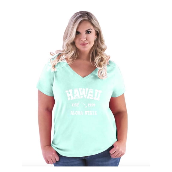 Women's Plus Size V-neck T-Shirt - Hawaii