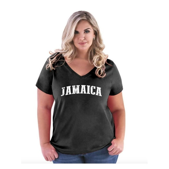 Women's Plus Size V-neck T-Shirt - Jamaica