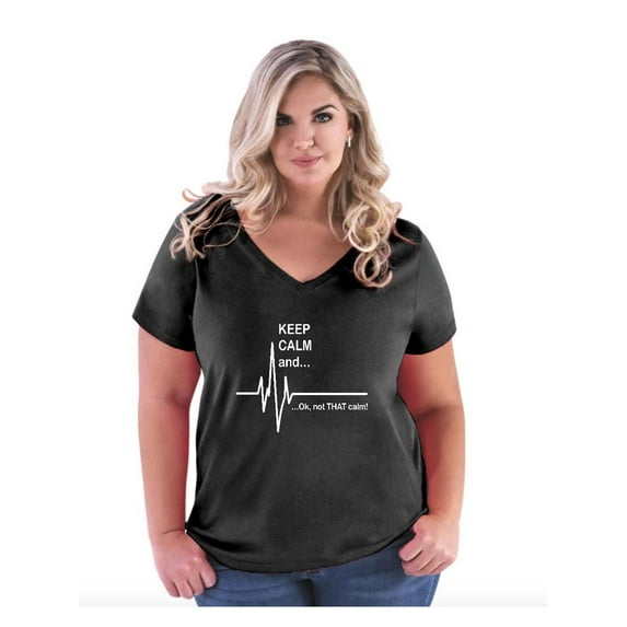 Women's Plus Size V-neck T-Shirt - Keep Calm Ok Not That Calm