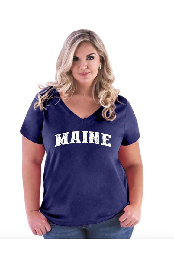 Women's Plus Size V-neck T-Shirt - Maine