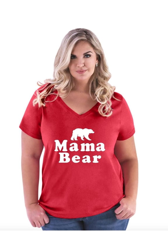 Women's Plus Size V-neck T-Shirt - Mama Bear