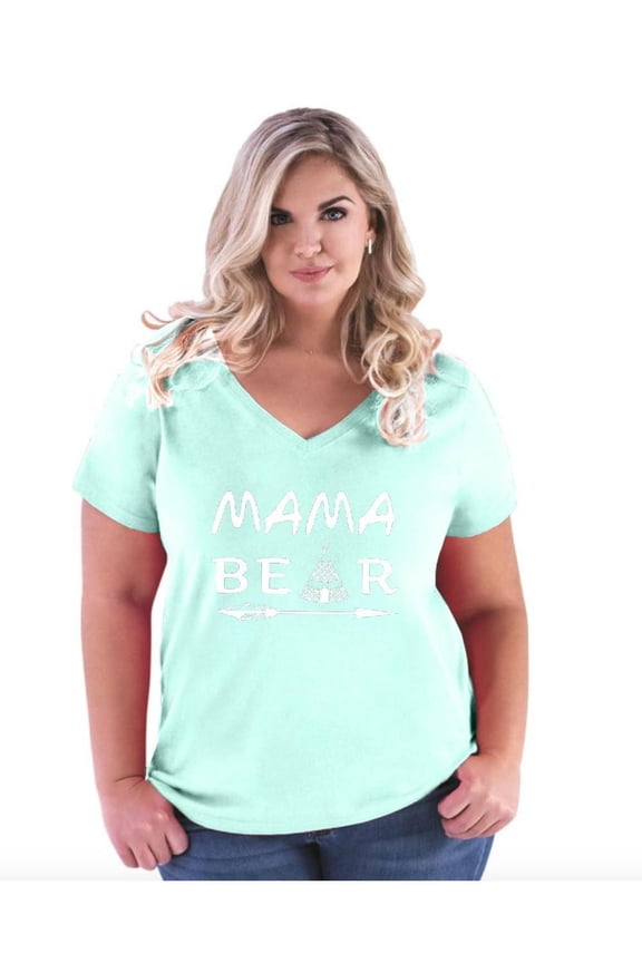 Women's Plus Size V-neck T-Shirt - Mama Bear