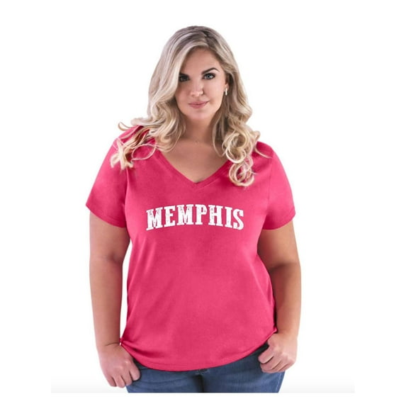 Women's Plus Size V-neck T-Shirt - Memphis
