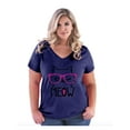 thumbnail image 1 of Women's Plus Size V-neck T-Shirt - Meow Cute Cat Kitty, 1 of 4