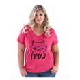 thumbnail image 1 of Women's Plus Size V-neck T-Shirt - Meow Cute Cat Kitty, 1 of 3