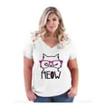 thumbnail image 1 of Women's Plus Size V-neck T-Shirt - Meow Cute Cat Kitty, 1 of 3