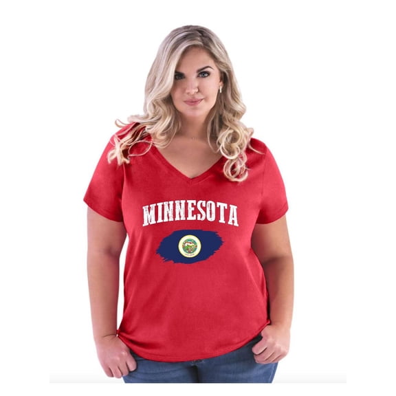 Women's Plus Size V-neck T-Shirt - Minnesota
