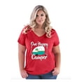 thumbnail image 1 of Women's Plus Size V-neck T-Shirt - ONE HAPPY CAMPER, 1 of 5