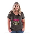 thumbnail image 1 of Women's Plus Size V-neck T-Shirt - Pretty in Pink Dangerous in Camo, 1 of 3