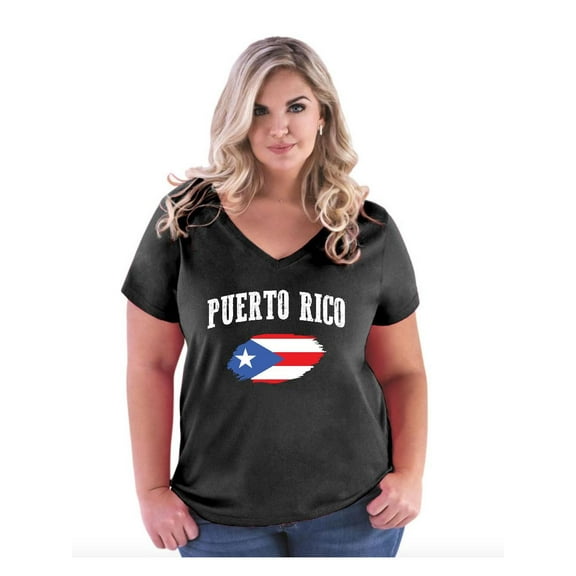 Women's Plus Size V-neck T-Shirt - Puerto Rico Flag