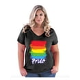 thumbnail image 1 of Women's Plus Size V-neck T-Shirt - Rainbow Pride, 1 of 3