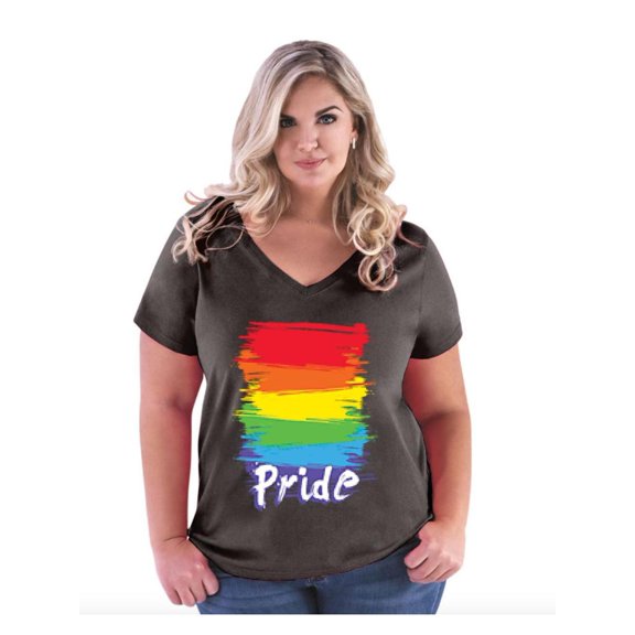 IWPF - Women's Plus Size V-neck T-Shirt - Rainbow Pride