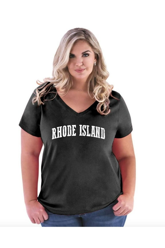 Women's Plus Size V-neck T-Shirt - Rhode Island