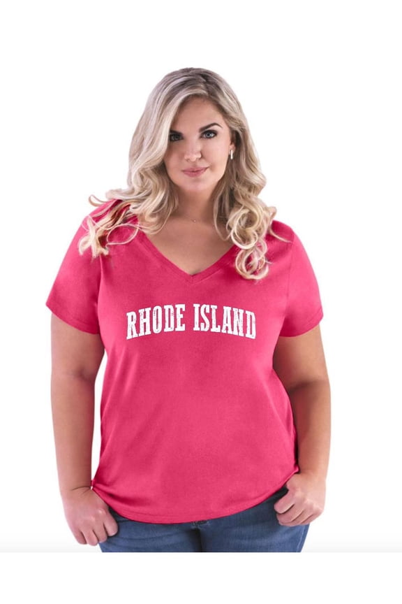 Women's Plus Size V-neck T-Shirt - Rhode Island