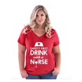 thumbnail image 1 of Women's Plus Size V-neck T-Shirt - Safety First With A Nurse, 1 of 5