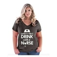 thumbnail image 1 of Women's Plus Size V-neck T-Shirt - Safety First With A Nurse, 1 of 3