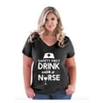 thumbnail image 1 of Women's Plus Size V-neck T-Shirt - Safety First With A Nurse, 1 of 3