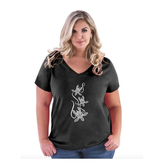 Women's Plus Size V-neck T-Shirt - Sea Turtles Hawaii