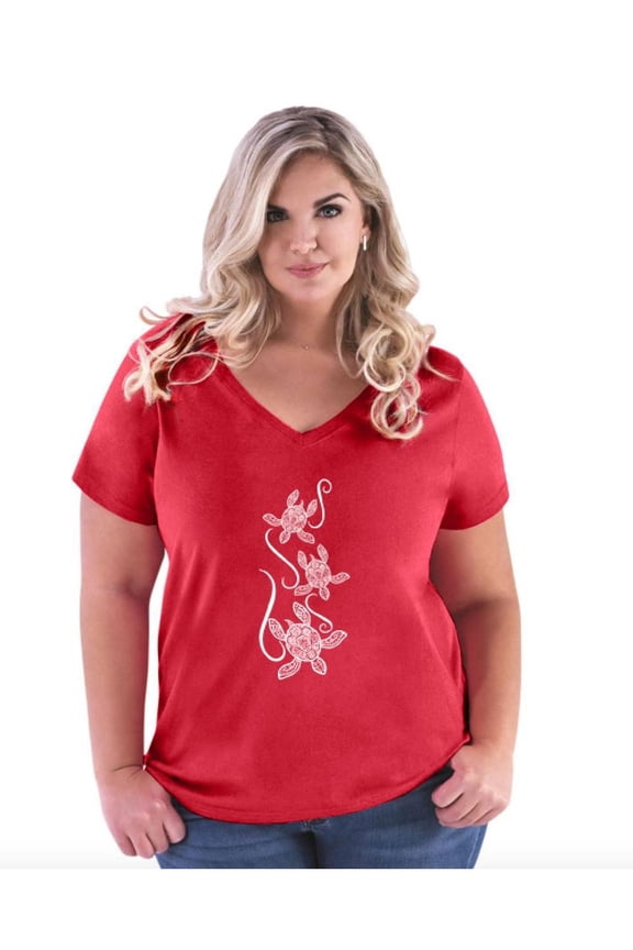 Women's Plus Size V-neck T-Shirt - Sea Turtles Hawaii