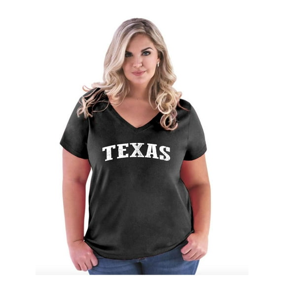Women's Plus Size V-neck T-Shirt - Texas