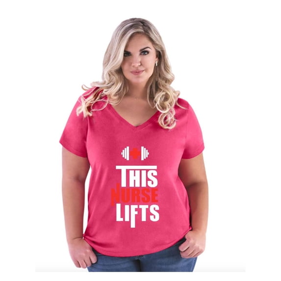 Women's Plus Size V-neck T-Shirt - This Nurse Lifts