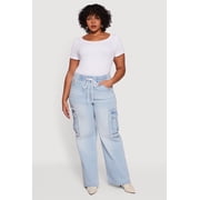 Women's Plus Size VIP Drawstring Waist Wide Leg Cargo Jeans