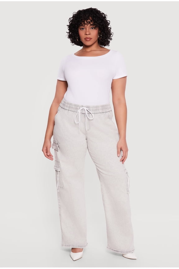 Women's Plus Size VIP Pull On Wide Leg Cargo Jeans